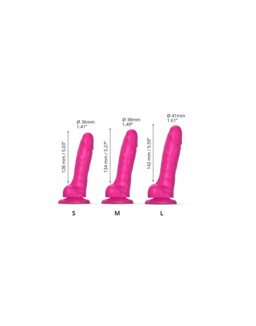 sliding skin dildo réaliste fuchsia strap on me