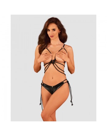 Dressing libertin : cordellis ensemble ouvert  noir wetlook obsessive par votre  tendance sensuelle