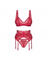 Craquez pour cet ensemble de lingerie rouge passion en dentelle fine, idéal pour séduire lors de soirées spéciales. Confort et s