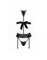 Découvrez cet ensemble de lingerie noire ultra sexy avec dentelle et ruban, parfait pour séduire. Idéal pour soirées sensuelles