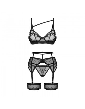 LINGERIE Nuites Ensemble SEXY 3 pièces  noir obsessive